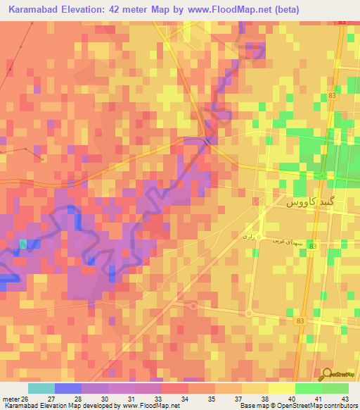 Karamabad,Iran Elevation Map