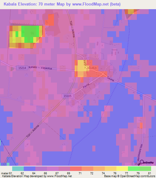 Kabala,Estonia Elevation Map