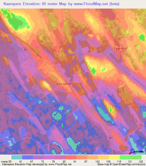 Kaarepere,Estonia Elevation Map