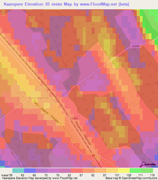 Kaarepere,Estonia Elevation Map
