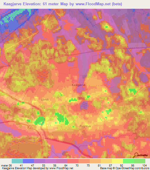 Kaagjarve,Estonia Elevation Map
