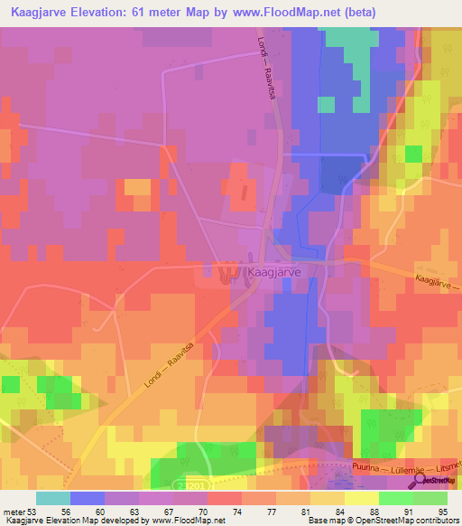 Kaagjarve,Estonia Elevation Map