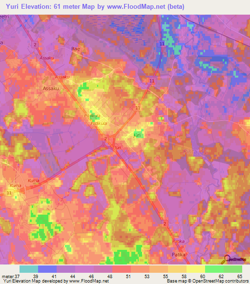 Yuri,Estonia Elevation Map