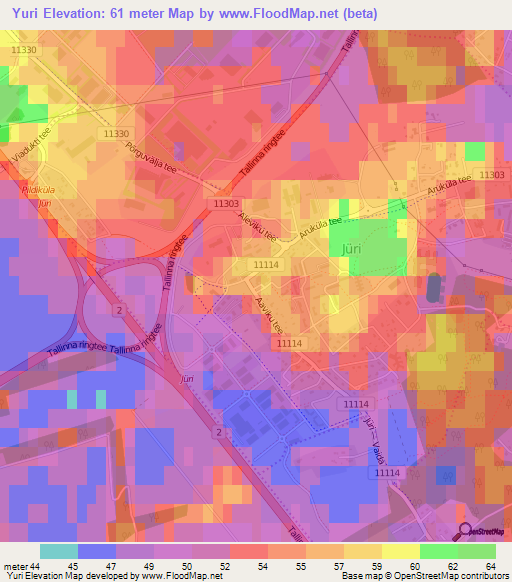 Yuri,Estonia Elevation Map