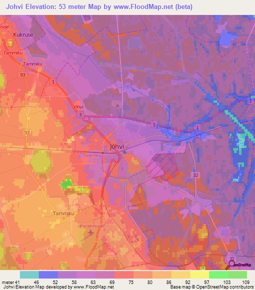 Johvi,Estonia Elevation Map