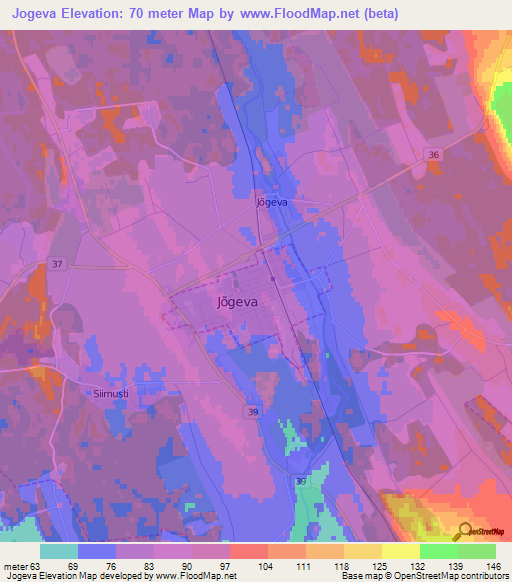 Jogeva,Estonia Elevation Map