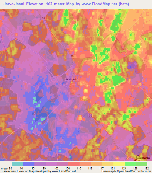 Jarva-Jaani,Estonia Elevation Map