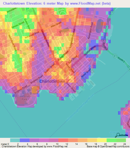 Charlottetown,Canada Elevation Map