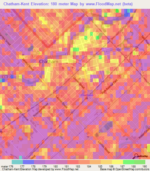 Chatham-Kent,Canada Elevation Map