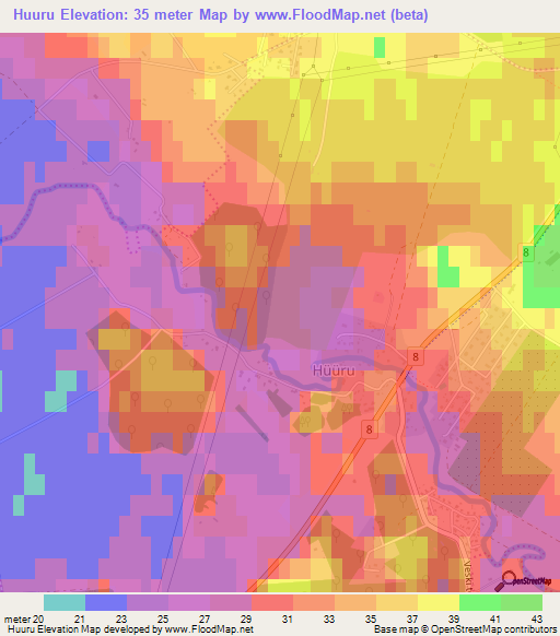 Huuru,Estonia Elevation Map