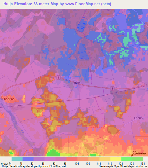 Hulja,Estonia Elevation Map