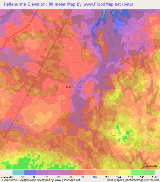 Hellenurme,Estonia Elevation Map