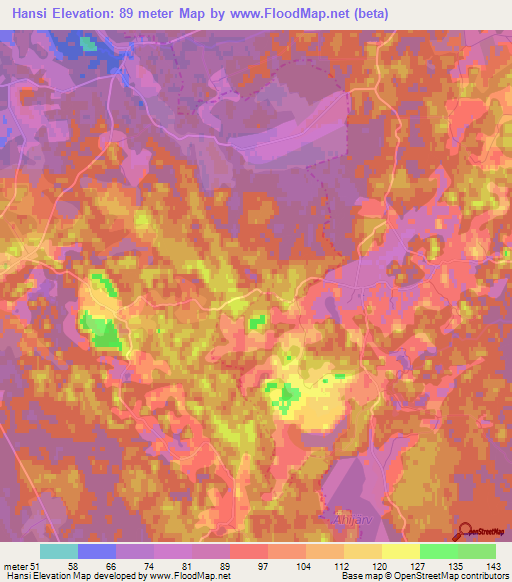 Hansi,Estonia Elevation Map
