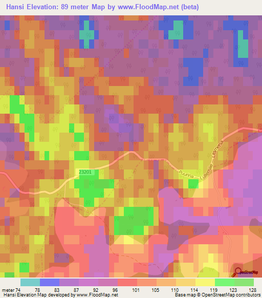 Hansi,Estonia Elevation Map