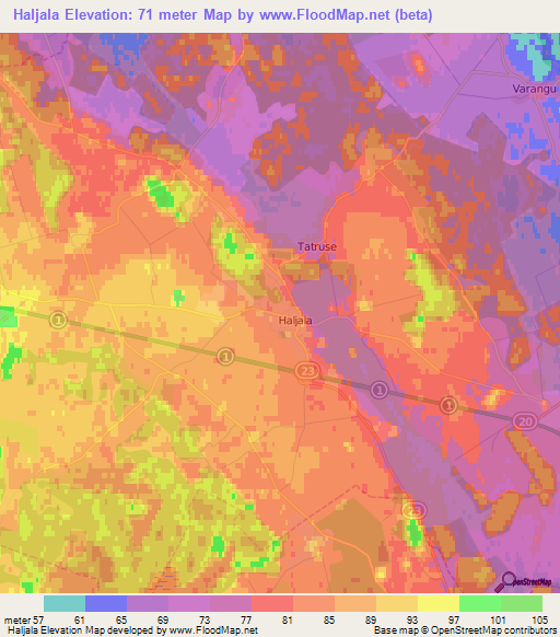 Haljala,Estonia Elevation Map