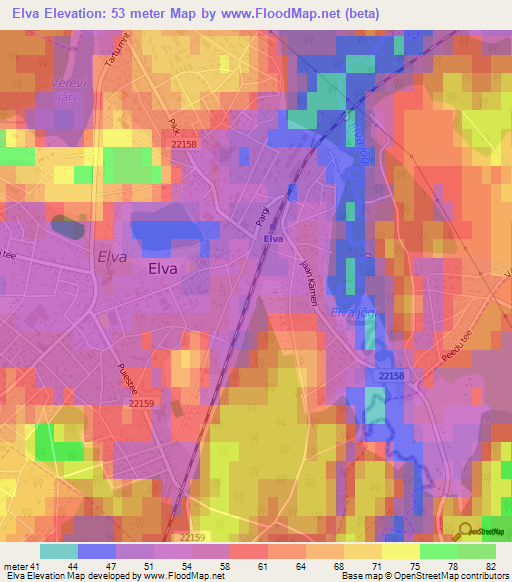 Elva,Estonia Elevation Map