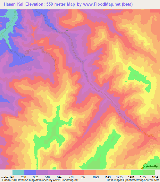 Hasan Kal,Iran Elevation Map