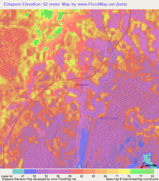 Eidapere,Estonia Elevation Map