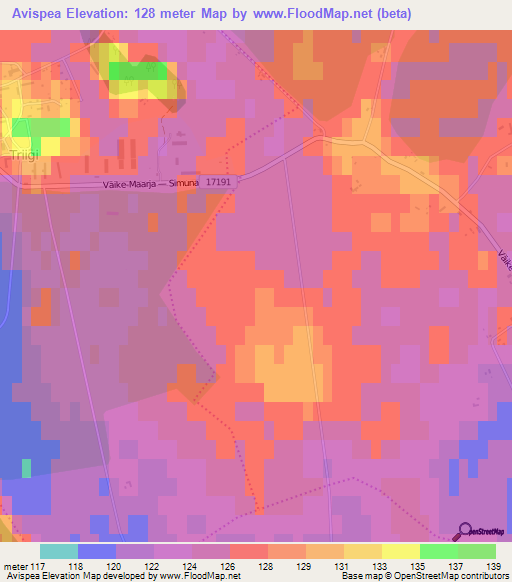 Avispea,Estonia Elevation Map