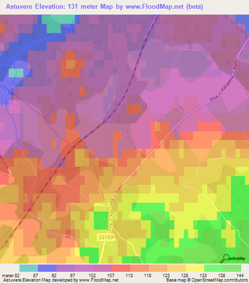 Astuvere,Estonia Elevation Map