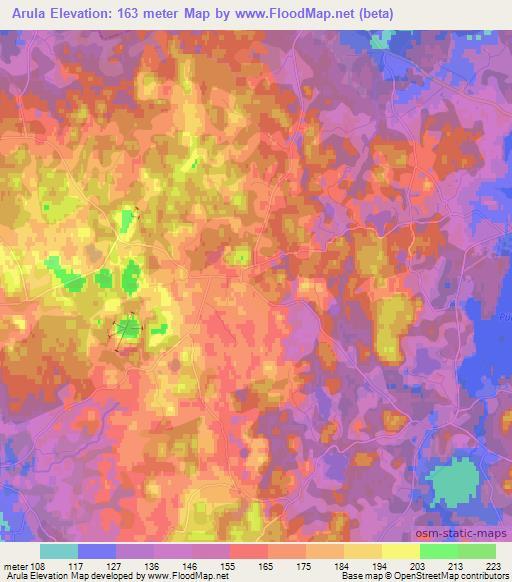 Arula,Estonia Elevation Map