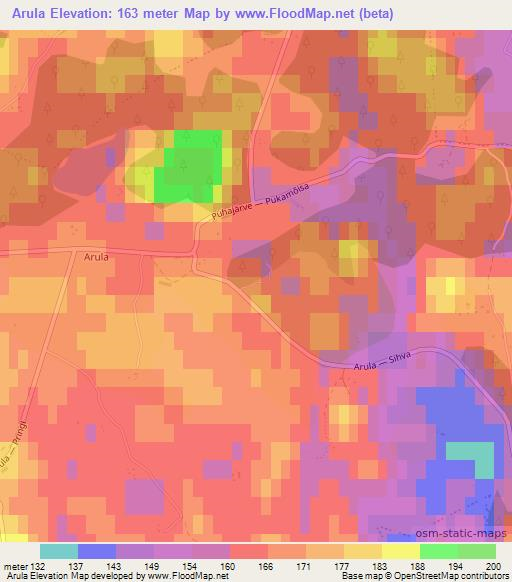 Arula,Estonia Elevation Map