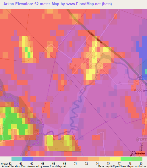 Arkna,Estonia Elevation Map