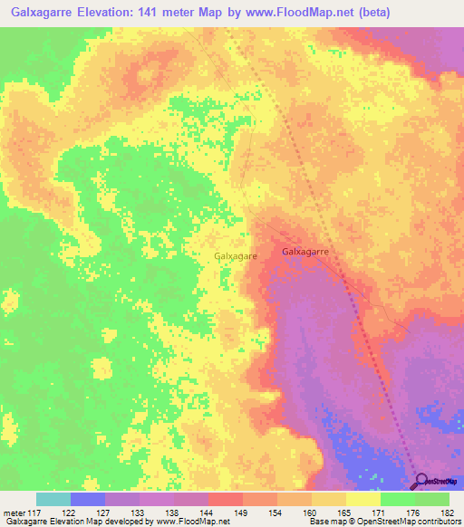 Galxagarre,Somalia Elevation Map