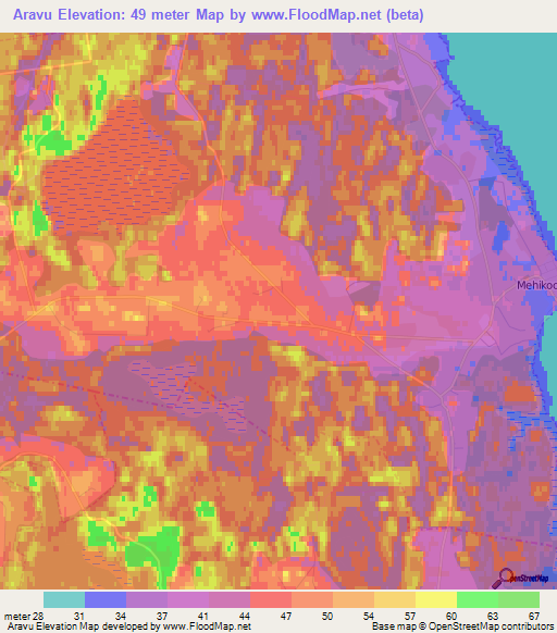 Aravu,Estonia Elevation Map