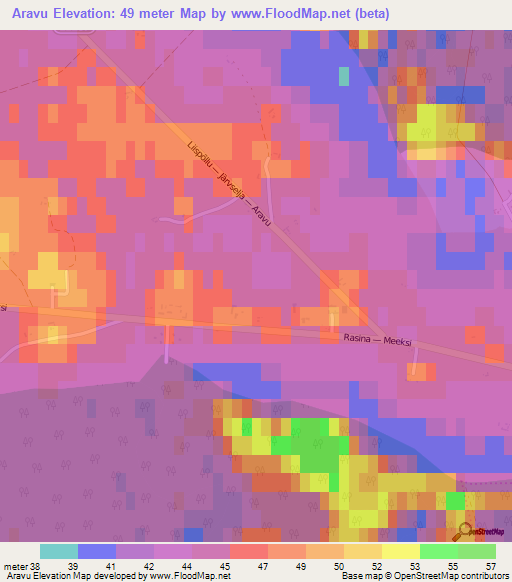 Aravu,Estonia Elevation Map