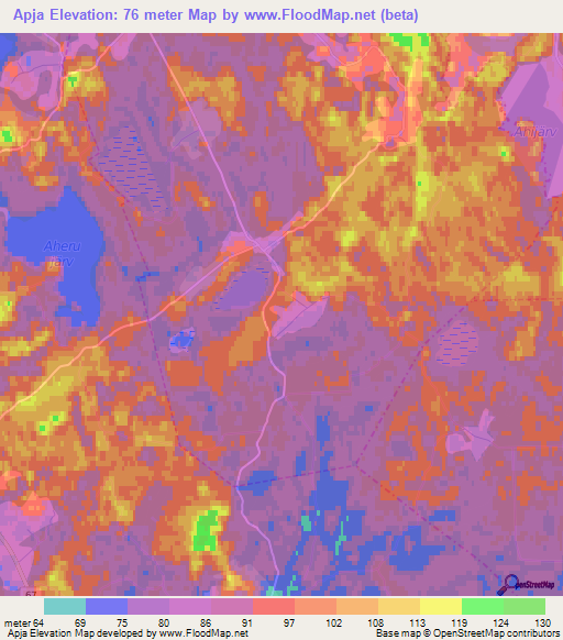 Apja,Estonia Elevation Map