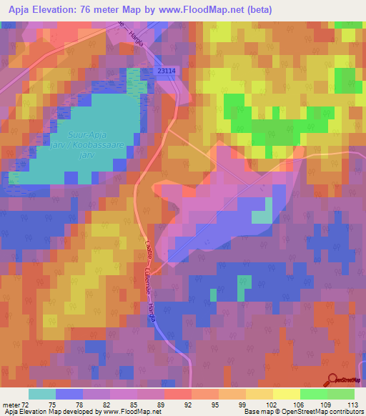 Apja,Estonia Elevation Map
