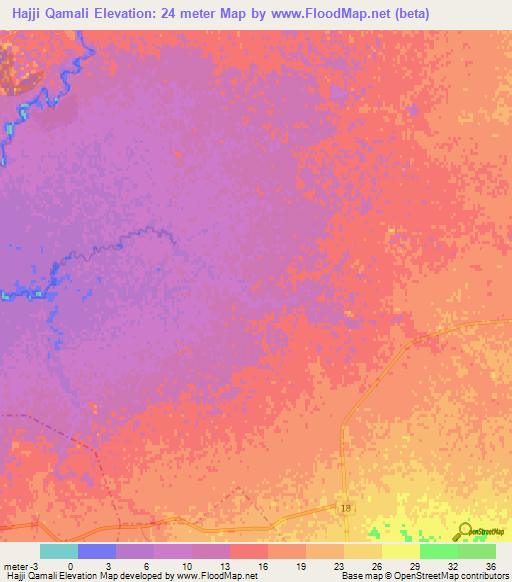 Hajji Qamali,Iran Elevation Map