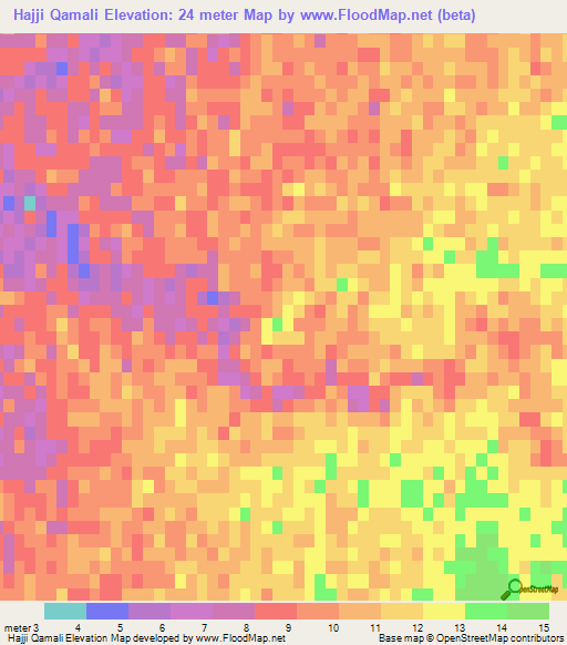 Hajji Qamali,Iran Elevation Map