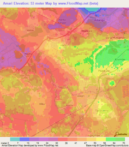Amari,Estonia Elevation Map