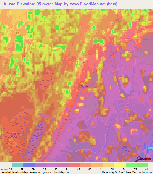 Aluste,Estonia Elevation Map