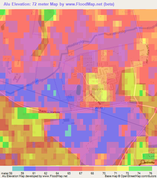 Alu,Estonia Elevation Map