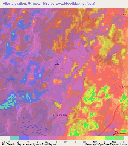 Albu,Estonia Elevation Map