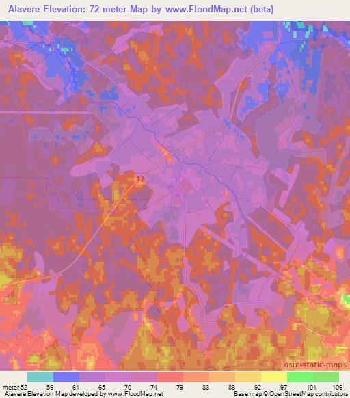 Alavere,Estonia Elevation Map