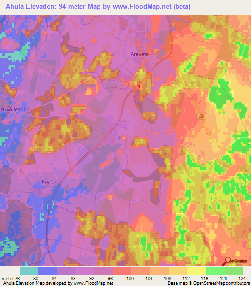 Ahula,Estonia Elevation Map