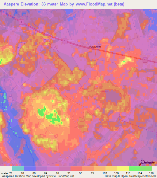 Aaspere,Estonia Elevation Map