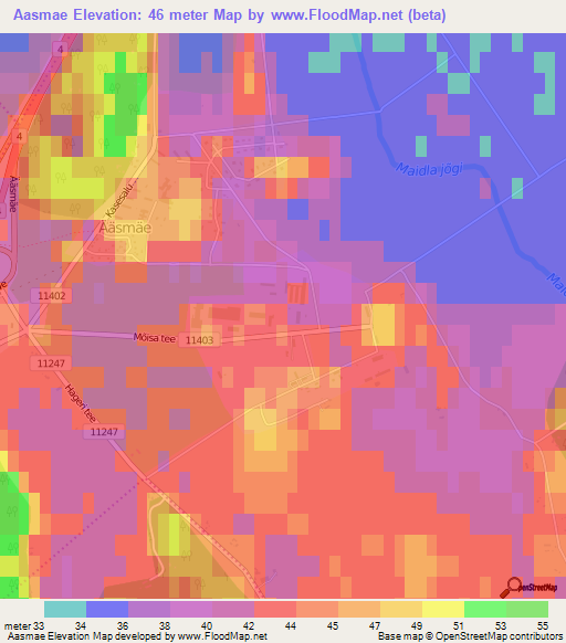Aasmae,Estonia Elevation Map