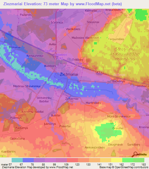 Ziezmariai,Lithuania Elevation Map
