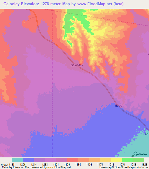Galooley,Somalia Elevation Map