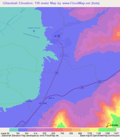 Gilanshah,Iran Elevation Map