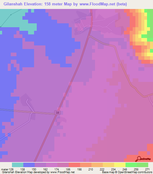 Gilanshah,Iran Elevation Map