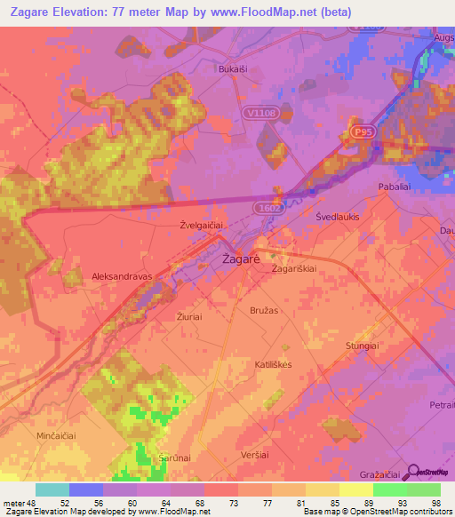Zagare,Lithuania Elevation Map