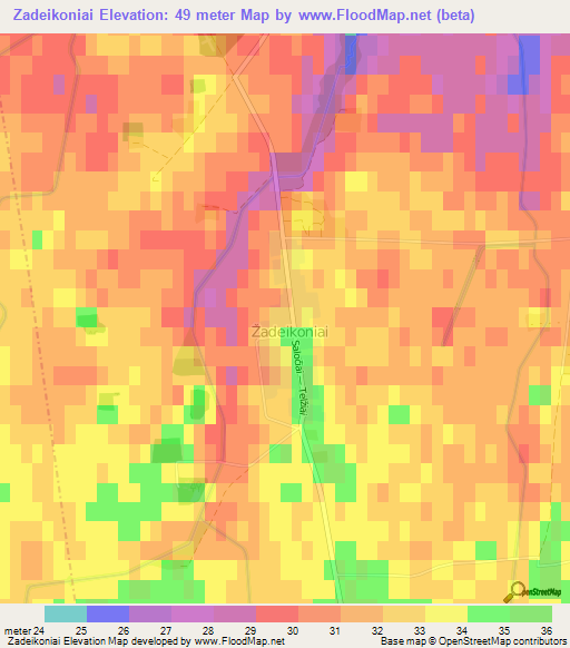 Zadeikoniai,Lithuania Elevation Map