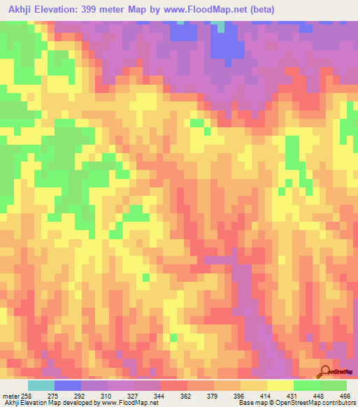 Akhji,Iran Elevation Map