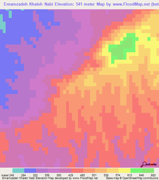 Emamzadeh Khaleh Nabi,Iran Elevation Map